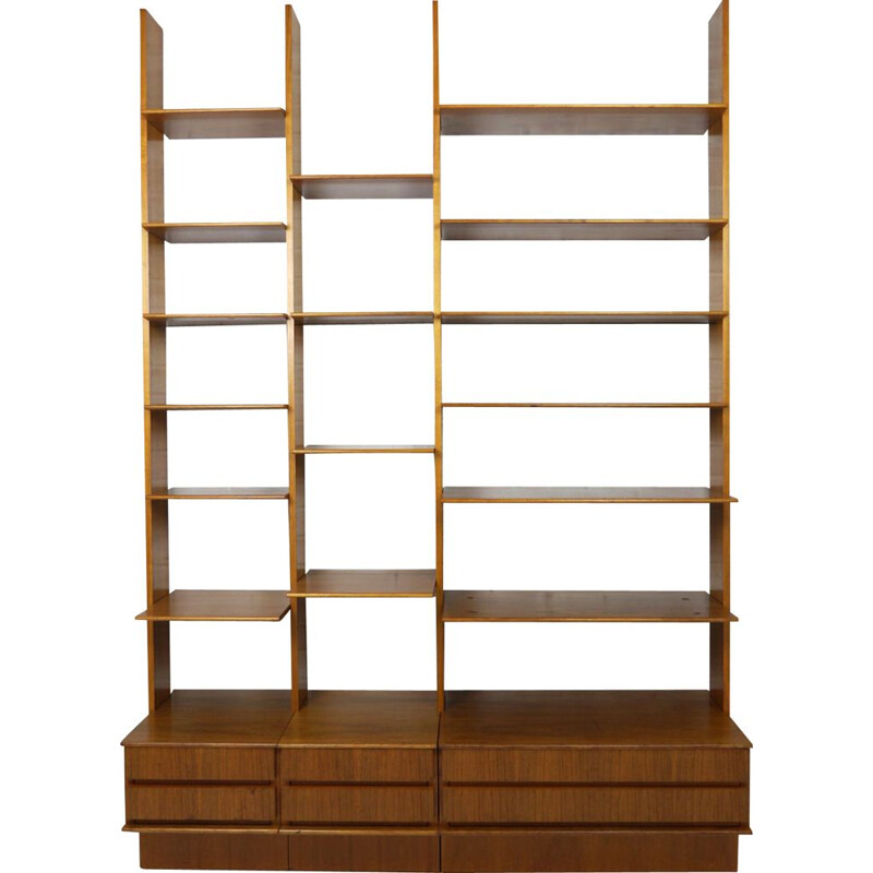 Vintage modular walnut shelf by Peter Petrides for Interna, Germany, 1960s