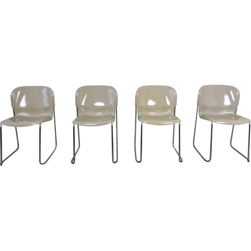 Set of 4 Model Swing Stacking Chairs by Gerd Lange for Drabert, Germany, 1960s