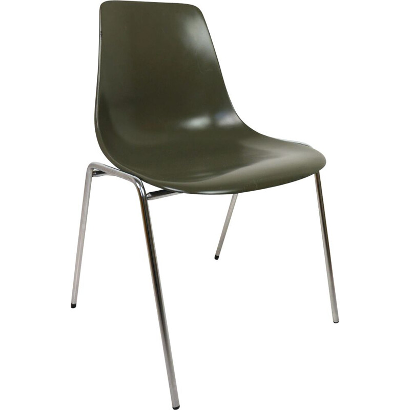 Vintage fiberglass stacking chair by Georg Leowald for Wilkhahn, Germany 1950