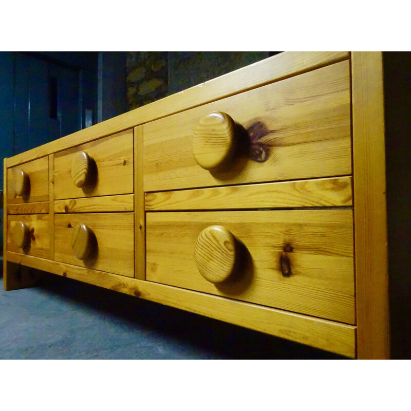 Large vintage chest of drawers in solid Swedish pine 1960