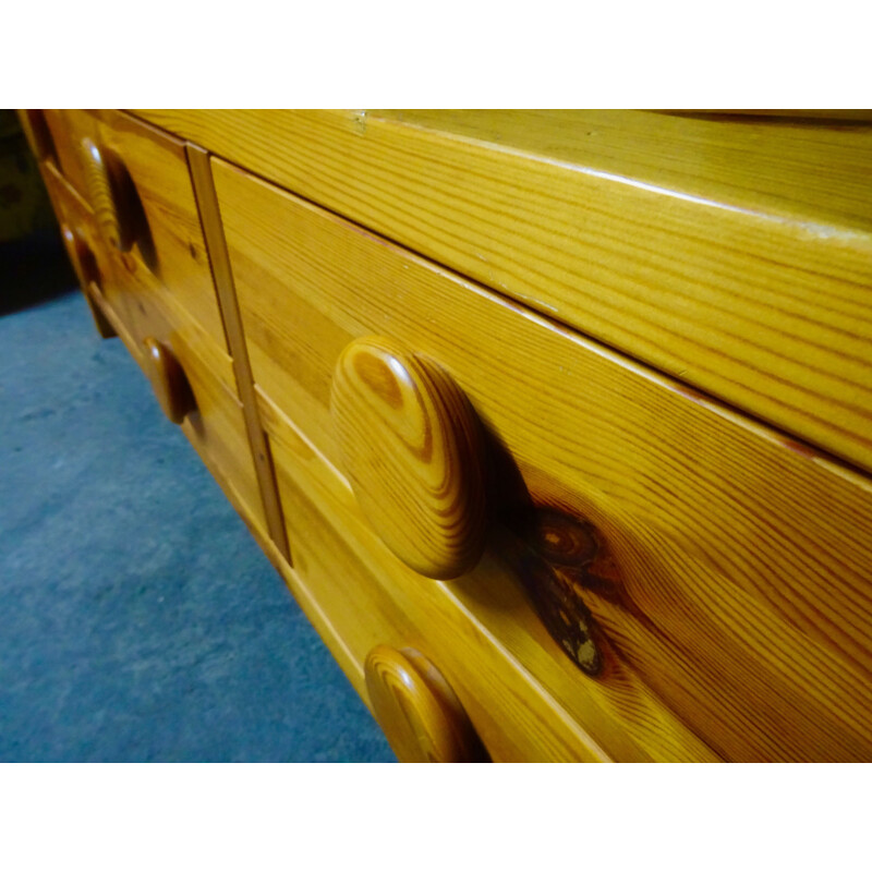 Large vintage chest of drawers in solid Swedish pine 1960