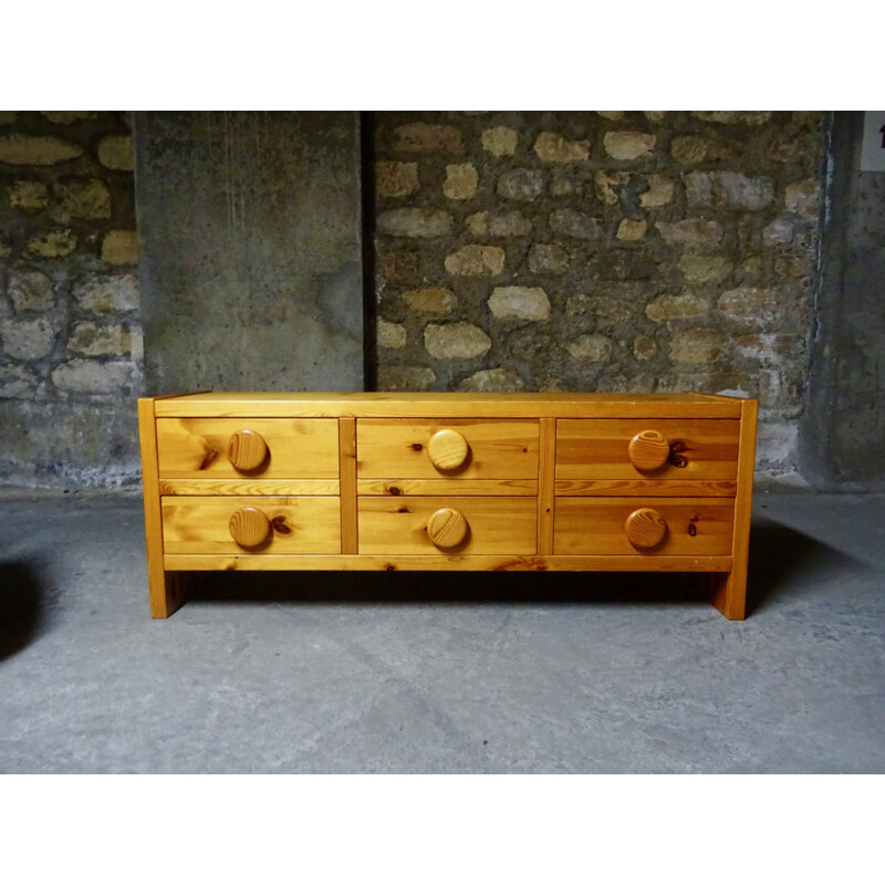 Large vintage chest of drawers in solid Swedish pine 1960