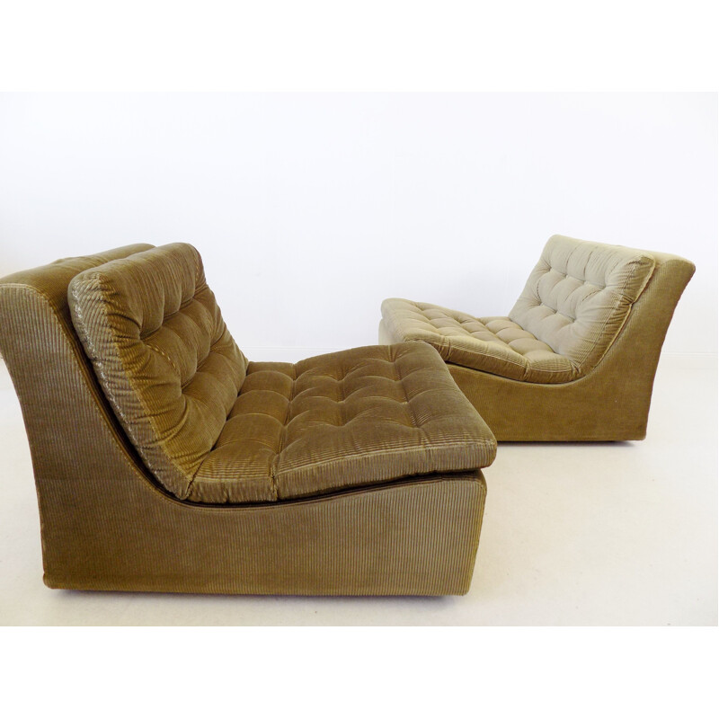 Set of 4 vintage reedgreen modular lounge chairs with ottoman DUX 1970