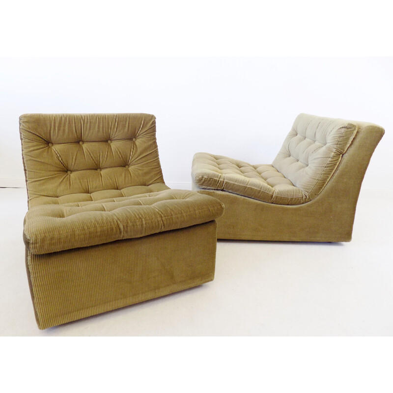 Set of 4 vintage reedgreen modular lounge chairs with ottoman DUX 1970