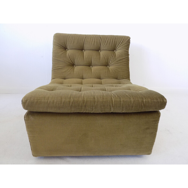 Ensemble de 4 fauteuils lounge modulaires vintage en roseau vert avec ottoman DUX 1970