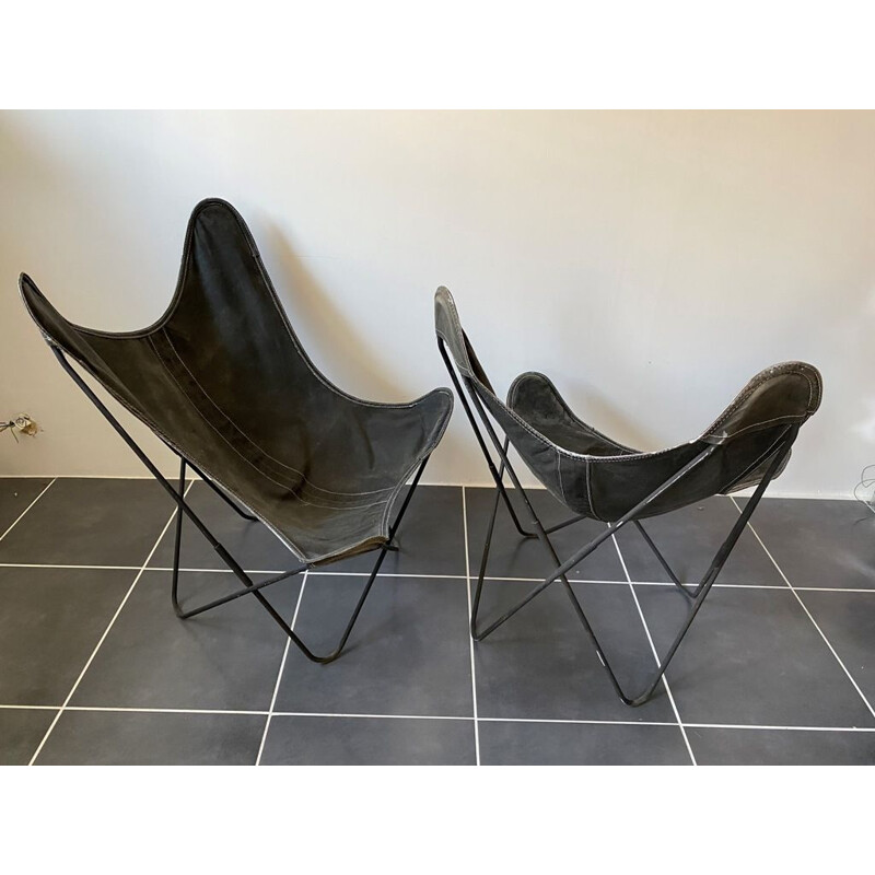 Pair of vintage Butterfly AA armchairs by Hardoy Ferrari, Bonet Antoni Kurchan Juan for Knoll and Airborne 1950