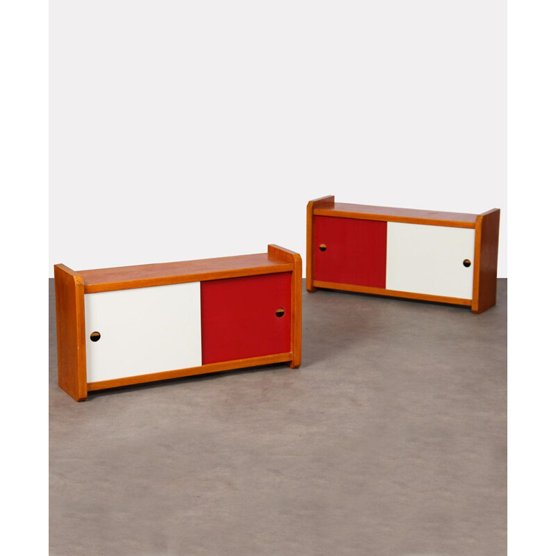 Pair of vintage wooden wall storage units, 1960