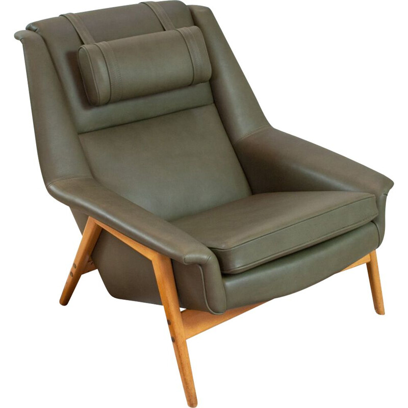 Vintage Folke Ohlsson lounge chair for Fritz Hansen in new leather Danish 1950