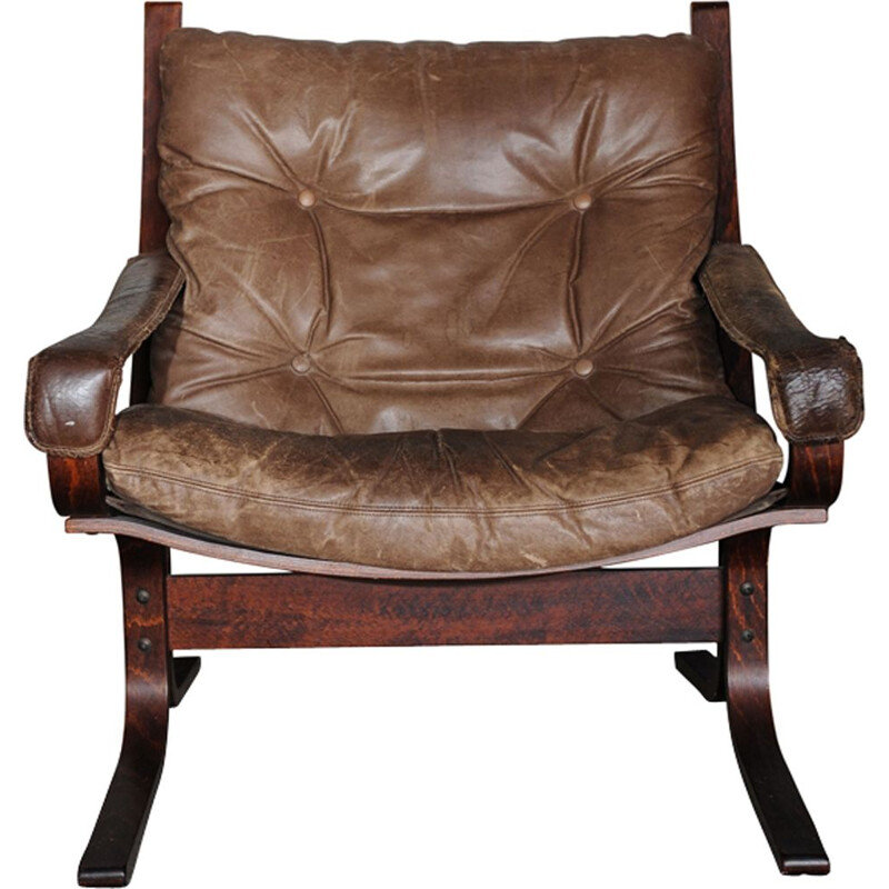 Vintage Brown Leather Siesta Lounge Chair by Ingmar Relling for Westnofa, 1960s