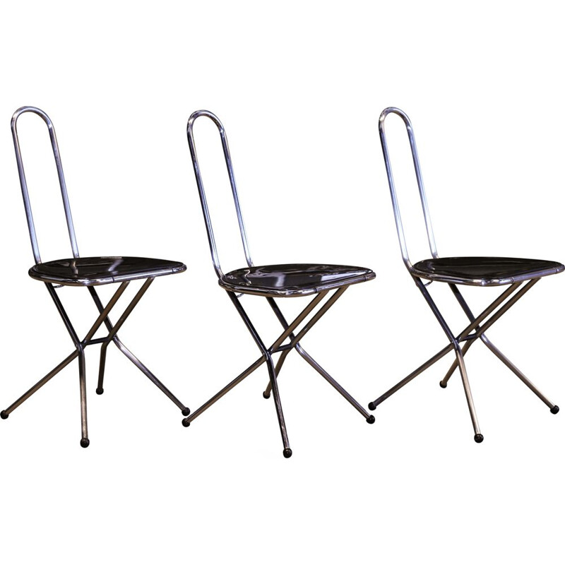 Chaise vintage pliante et chromée par Niels Gammelgaard pour Ikea, 1980