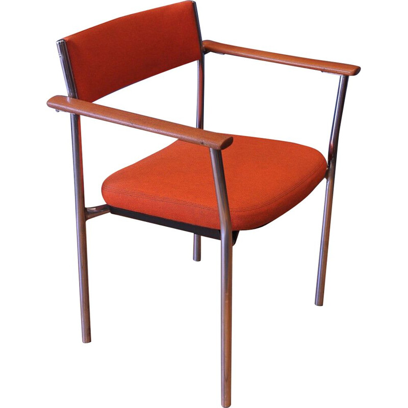 Verchromter Vintage-Sessel mit orangefarbenem Bezug von Antocks Lairn