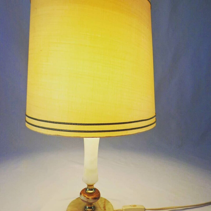 Vintage Table lamp white-cream onyx  1950s