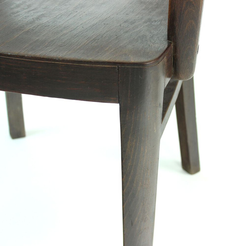 Vintage Thonet Office Armchair In Oak, Czechoslovakia 1930s