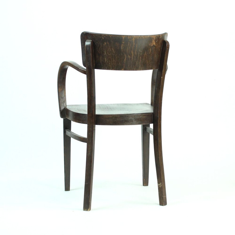 Vintage Thonet Office Armchair In Oak, Czechoslovakia 1930s