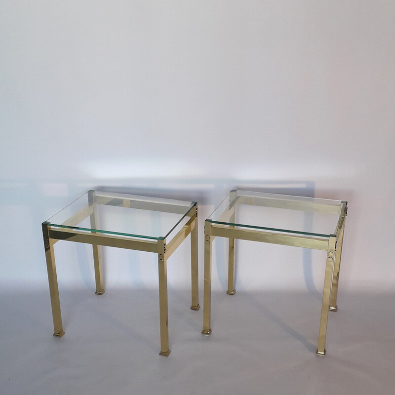 Pair of vintage gold metal tables 1970