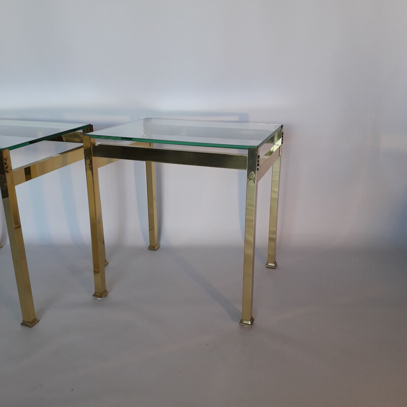 Pair of vintage gold metal tables 1970