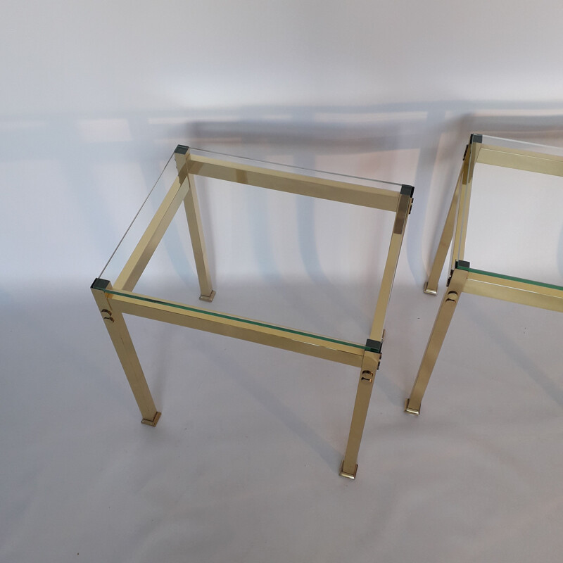 Pair of vintage gold metal tables 1970