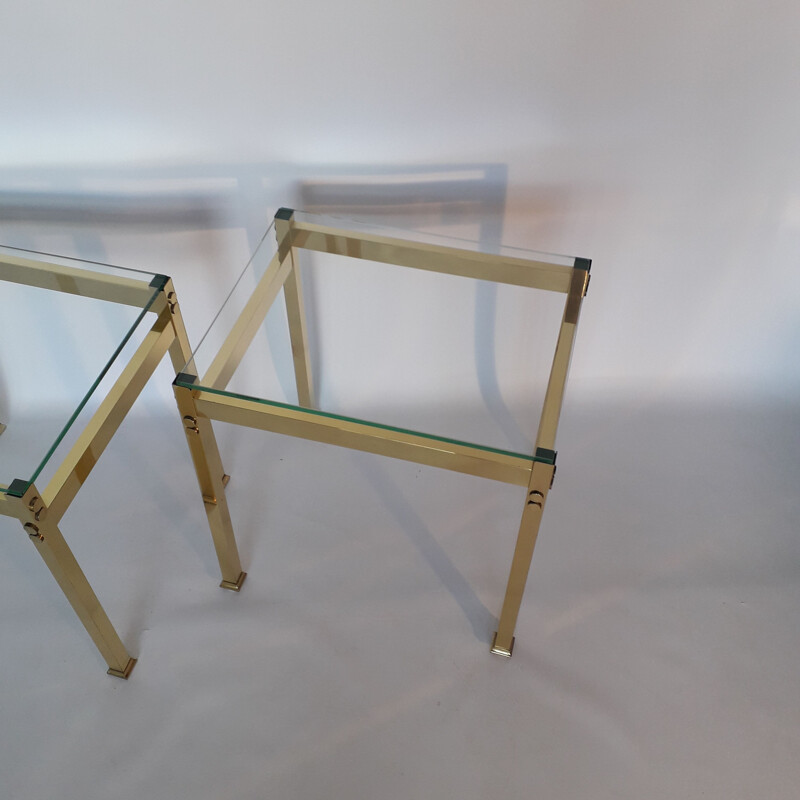 Pair of vintage gold metal tables 1970