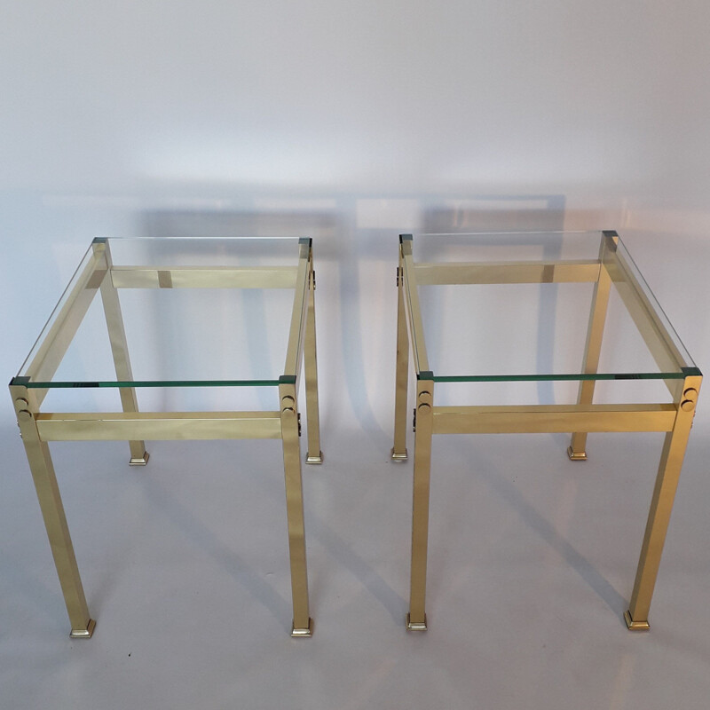 Pair of vintage gold metal tables 1970