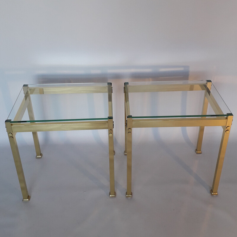 Pair of vintage gold metal tables 1970