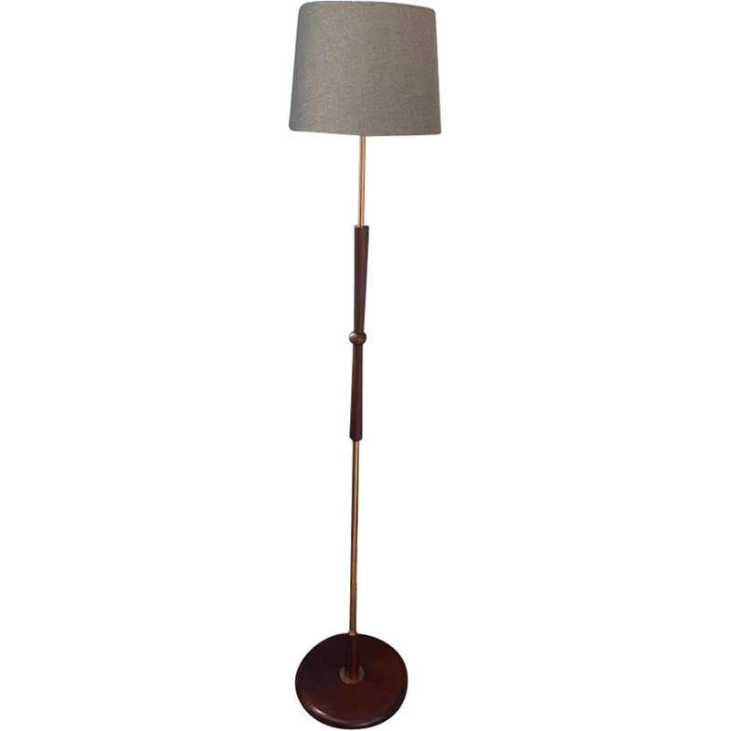 Vintage Floor lamp with brass and teak