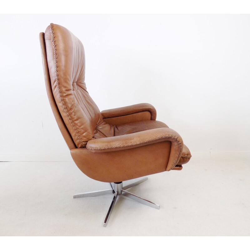 Vintage brown leather armchair De Sede S 231 James Bond