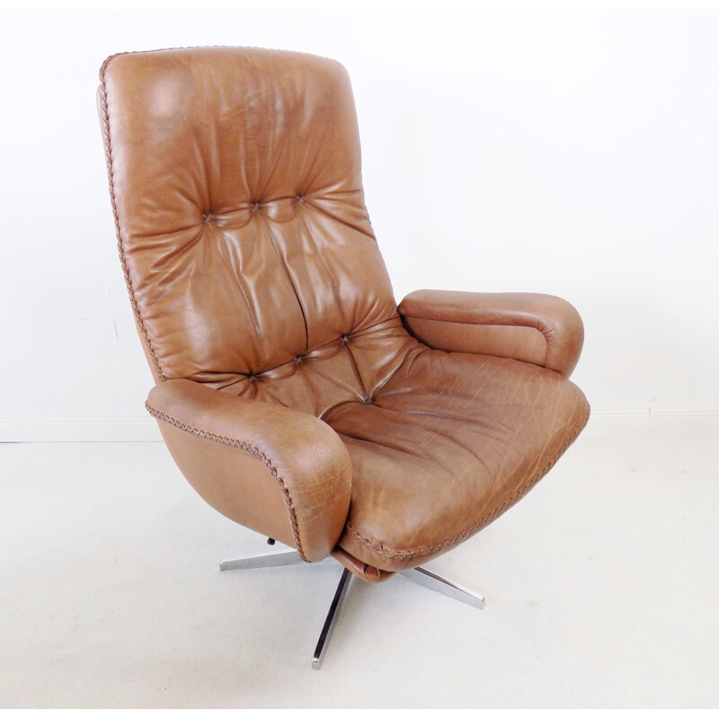 Vintage brown leather armchair De Sede S 231 James Bond