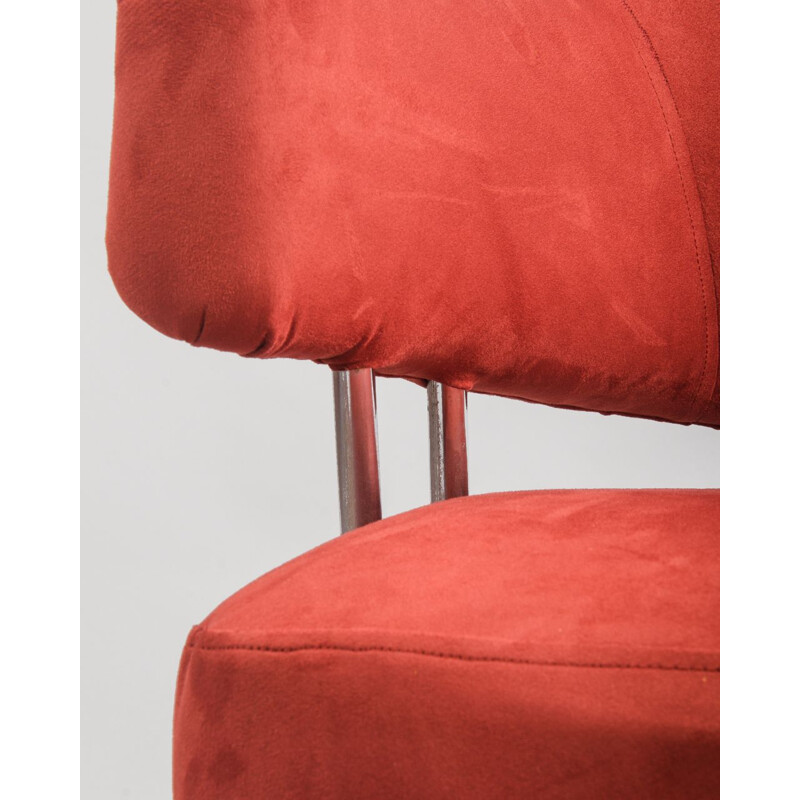 Fauteuil pivotante vintage en acier et Alcantara, 1970