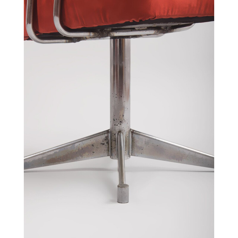 Vintage Steel and Alcantara Swivel Chair, 1970s