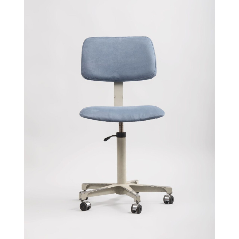 Vintage Industrial Steel and Alcantara Swivel Chair from Levira, 1970s