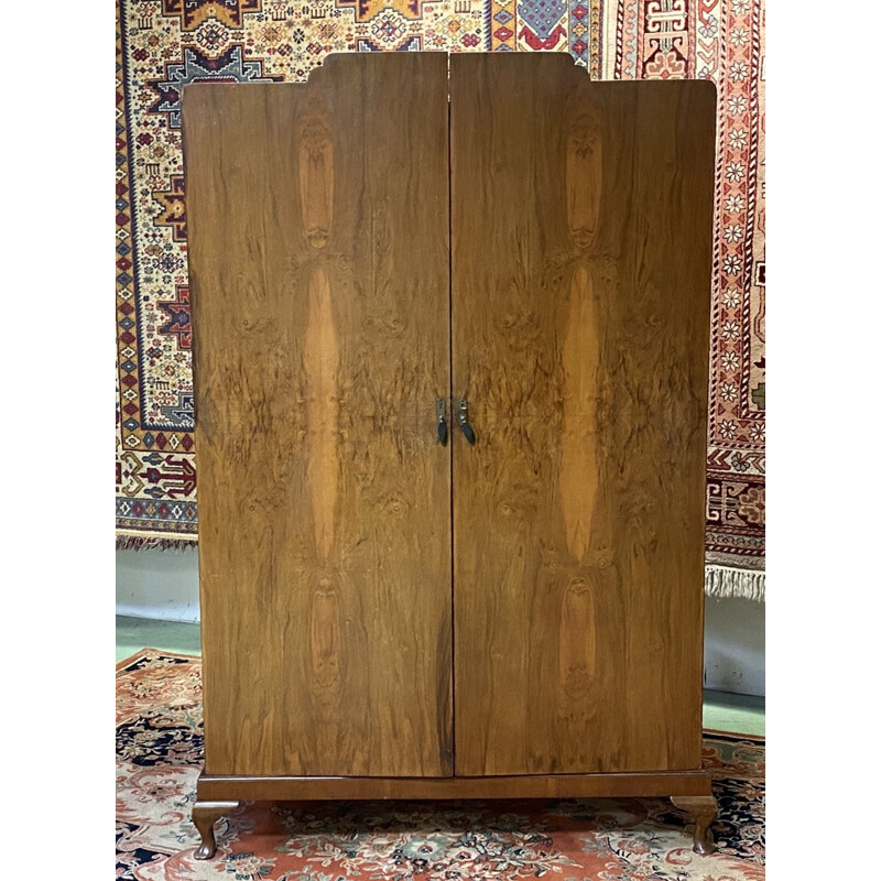 Vintage English walnut wardrobe 1930