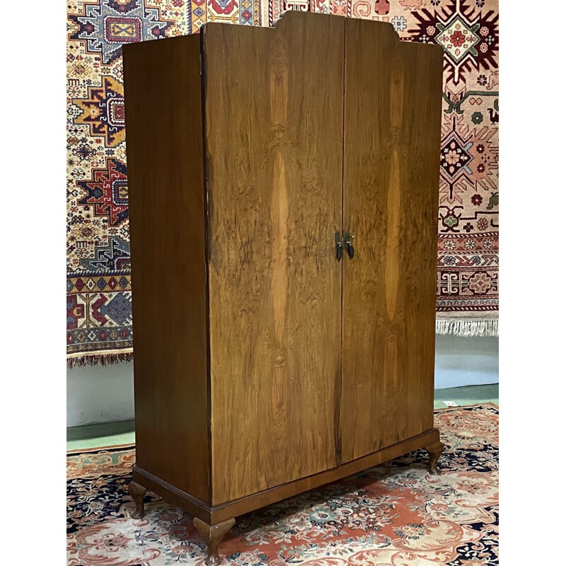 Vintage English walnut wardrobe 1930