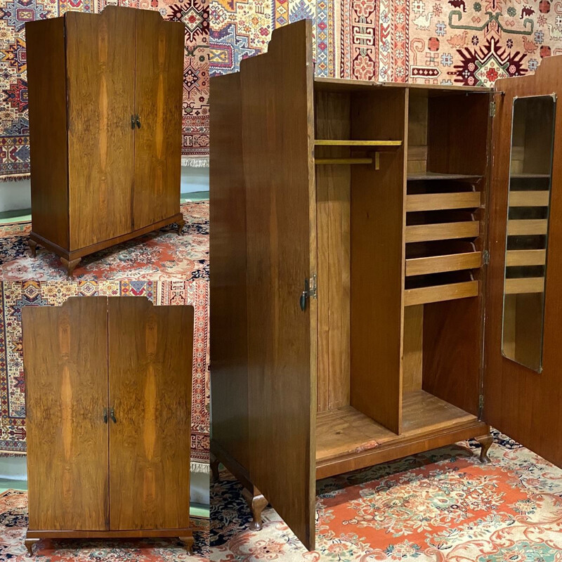 Vintage English walnut wardrobe 1930