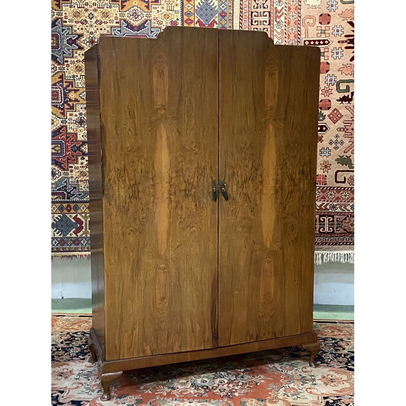 Vintage English walnut wardrobe 1930