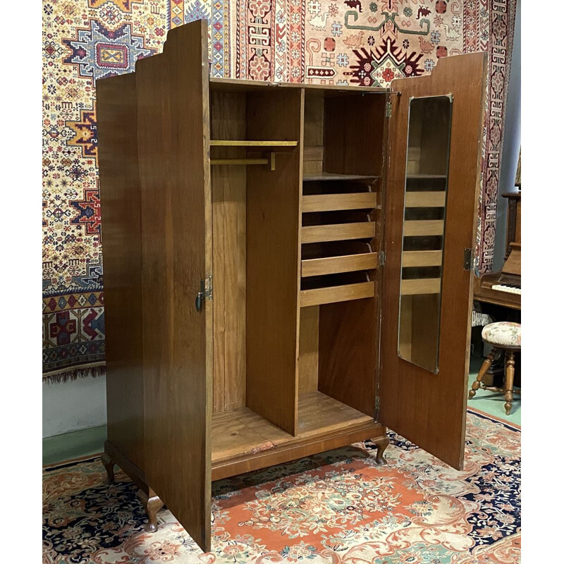 Vintage English walnut wardrobe 1930