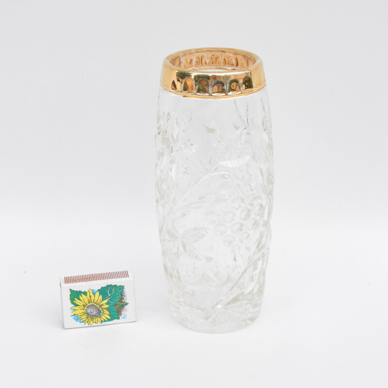 Vintage Cut crystal glass vase, England, early 20th century