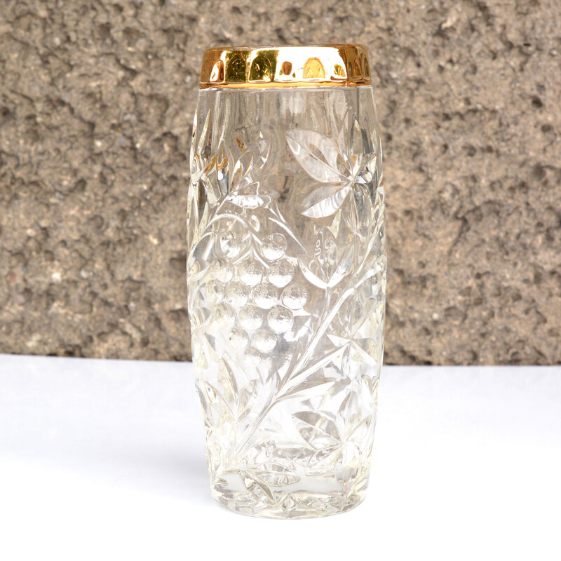 Vintage Cut crystal glass vase, England, early 20th century