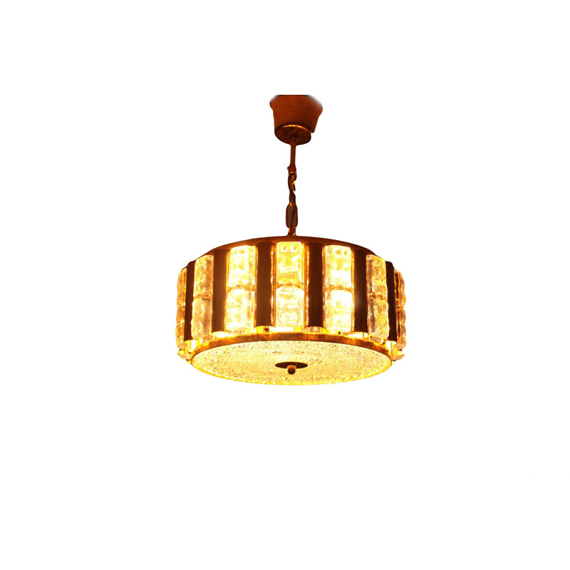 Vintage brass and glass pendant lamp by Carl Fagerlund, Sweden 1960