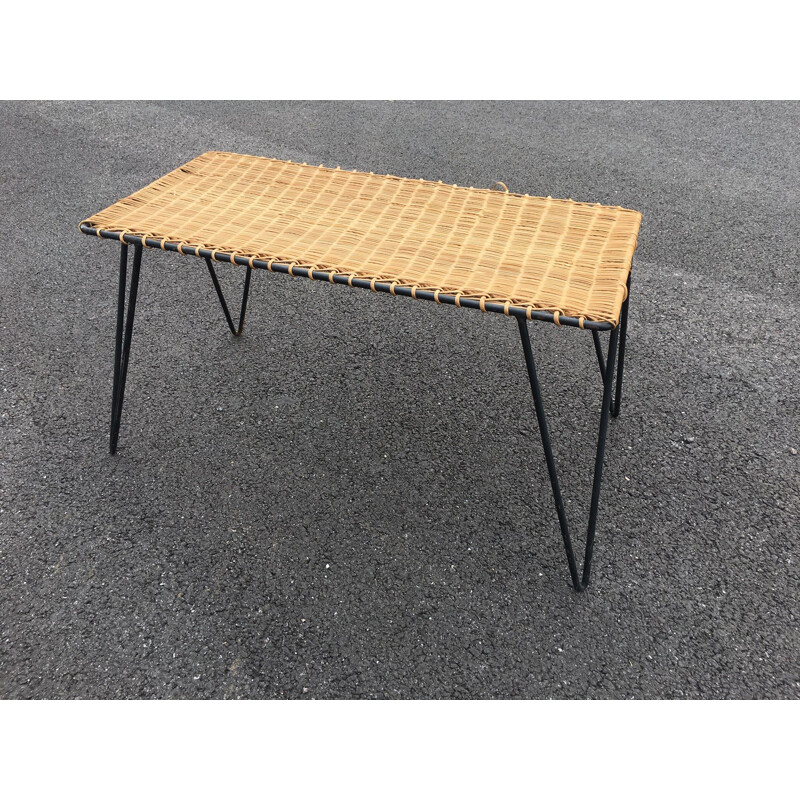 Vintage wicker table from Raoul Guys 1950