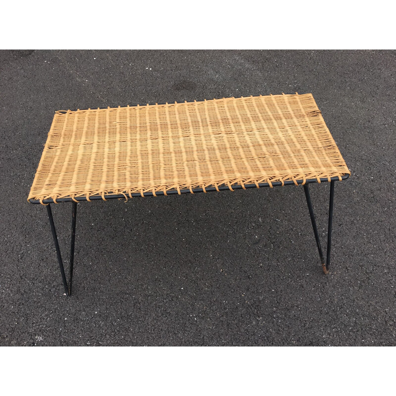 Vintage wicker table from Raoul Guys 1950