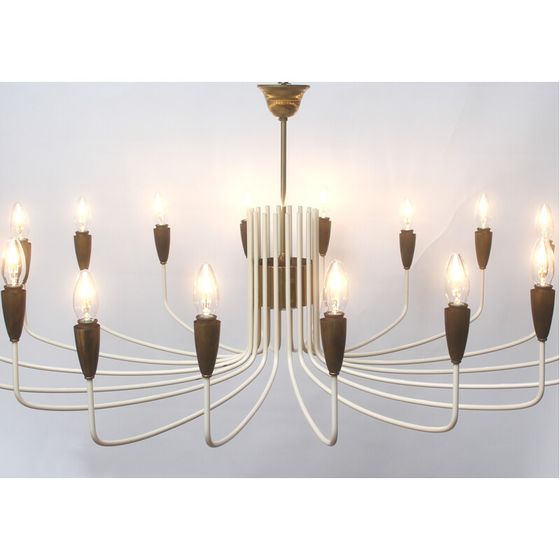 Italian large chandelier in white brass - 1950s