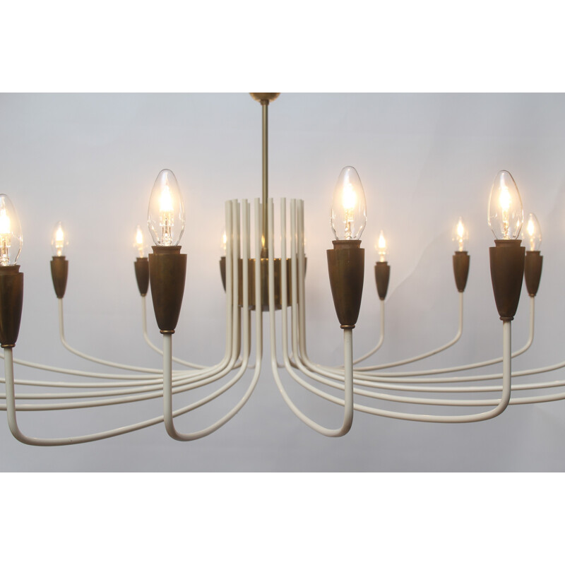 Italian large chandelier in white brass - 1950s