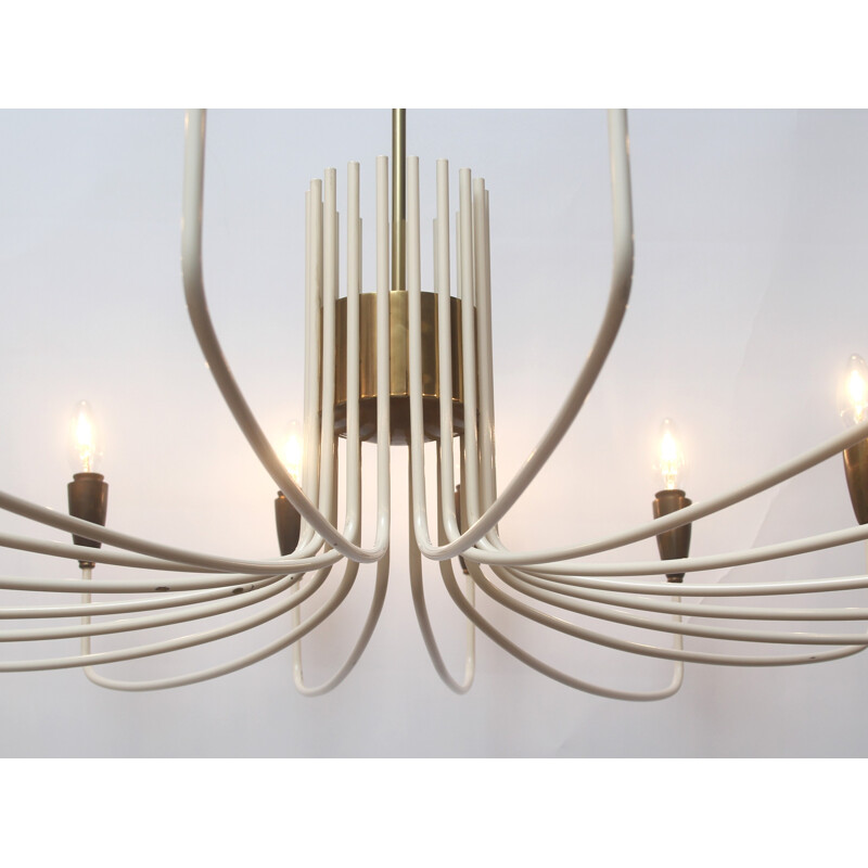 Italian large chandelier in white brass - 1950s