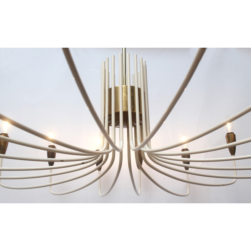 Italian large chandelier in white brass - 1950s