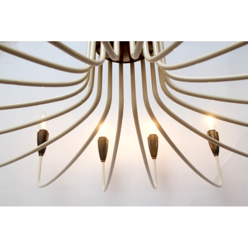 Italian large chandelier in white brass - 1950s