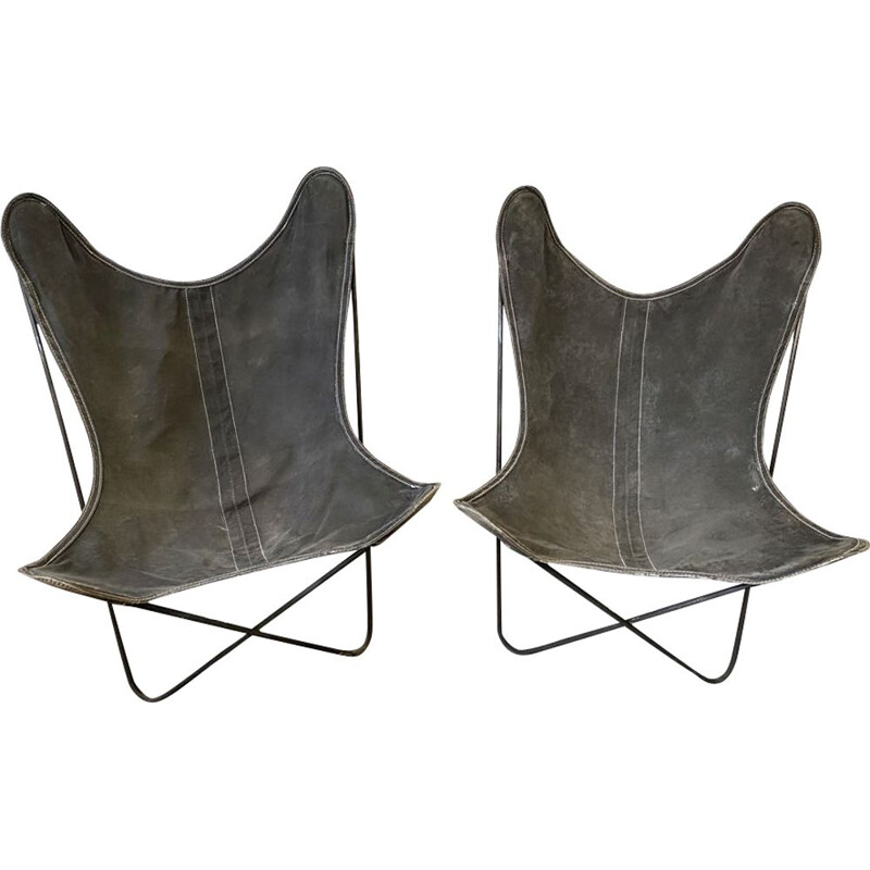 Pair of vintage Butterfly AA armchairs by Hardoy Ferrari, Bonet Antoni Kurchan Juan for Knoll and Airborne 1950