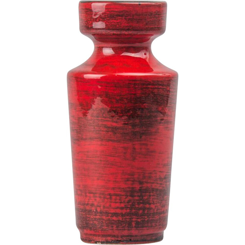 Vase vintage en lave grasse rouge, Allemagne 1970