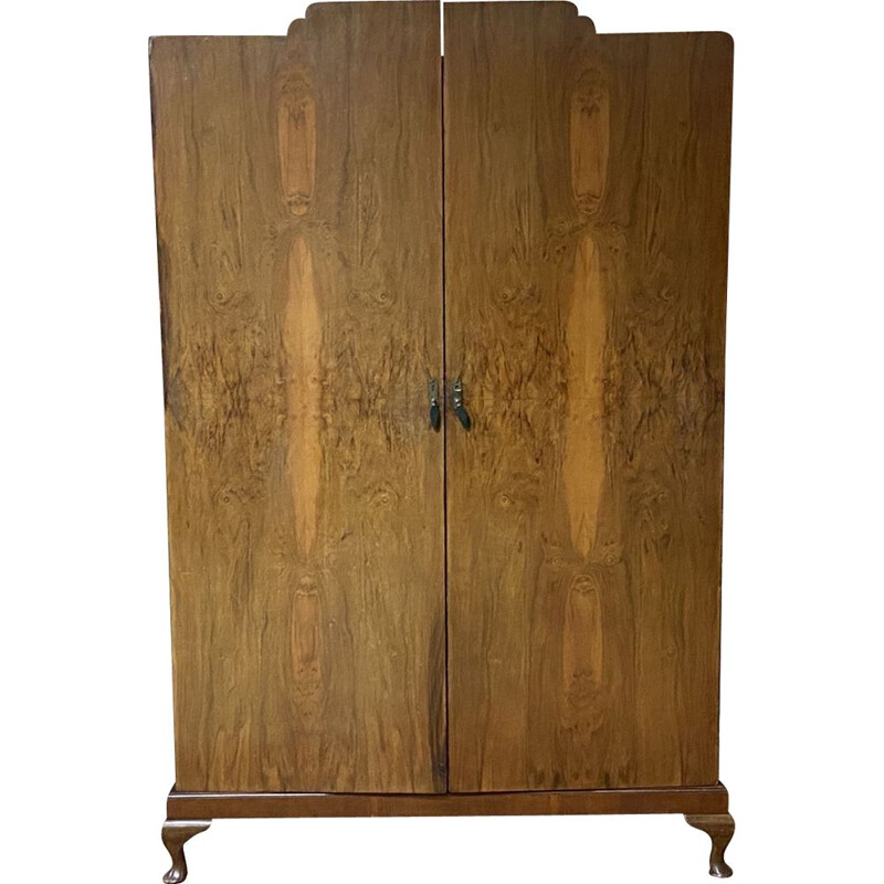 Vintage English walnut wardrobe 1930