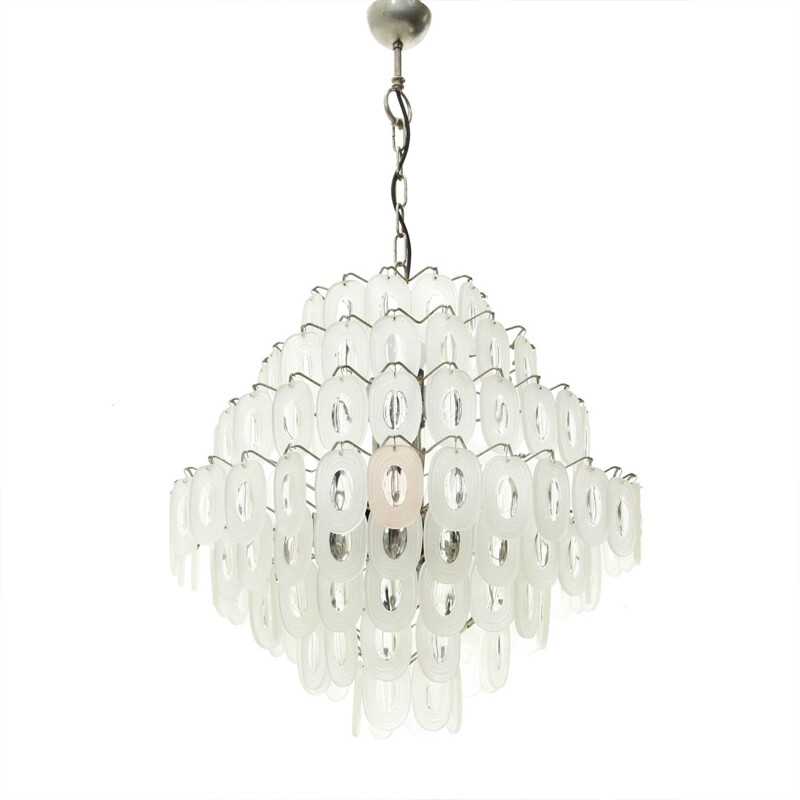 Vintage Chandelier with Glass Elements, Italian 1970s