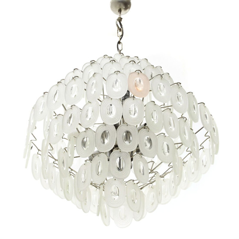 Vintage Chandelier with Glass Elements, Italian 1970s
